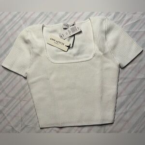 Aritzia Babaton sculpt knit square neck ribbed size XS NWT